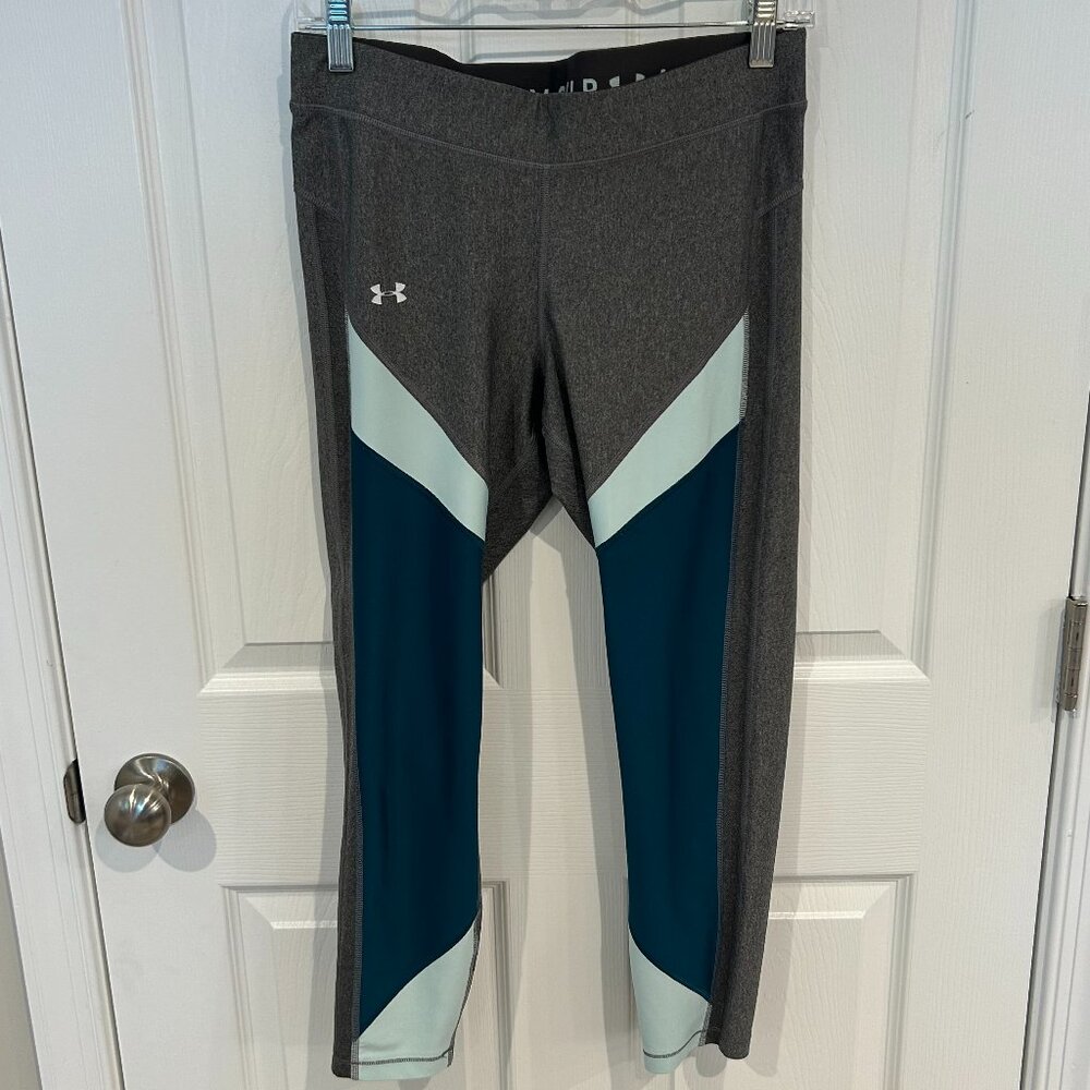 Under Armour Women's Colorblock Crop Compression Tights, Blue/Gray L